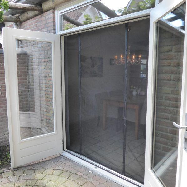 Zephra Dubbele deur magnetisch vliegengordijn, 295x255 cm gaas gordijn met krachtige magneten, kliksluiting automatisch, dubbele magneet hordeur voor schuifdeur Franse patio deur Wit